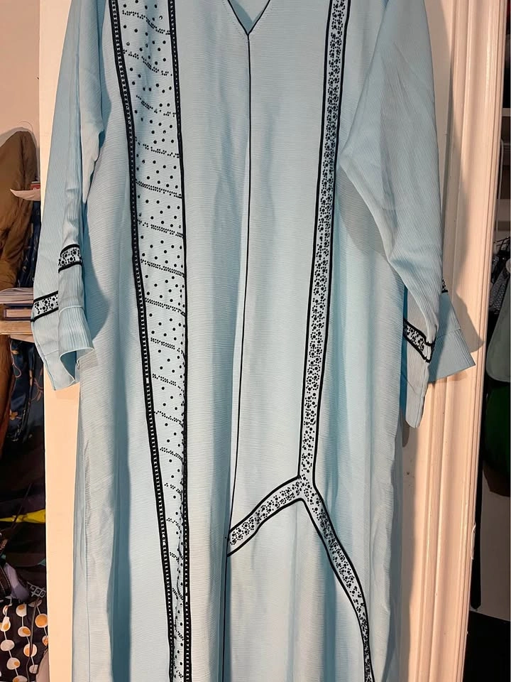 Light Blue Embroidered Abaya | Elegant Modest Dress