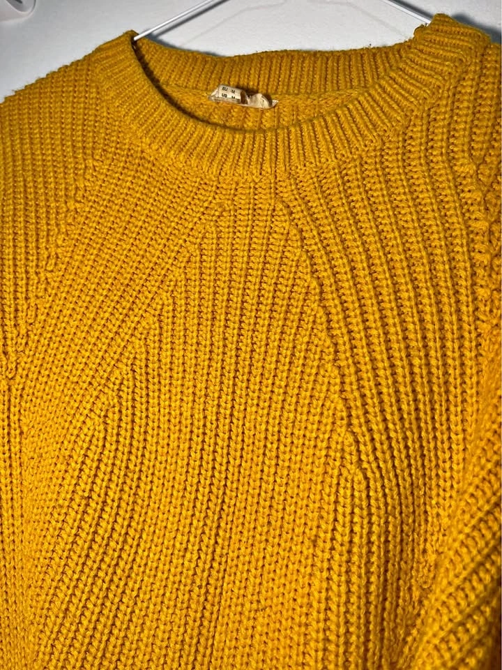 Mustard Yellow Knit Sweater, Cozy Fall/Winter Pullover
