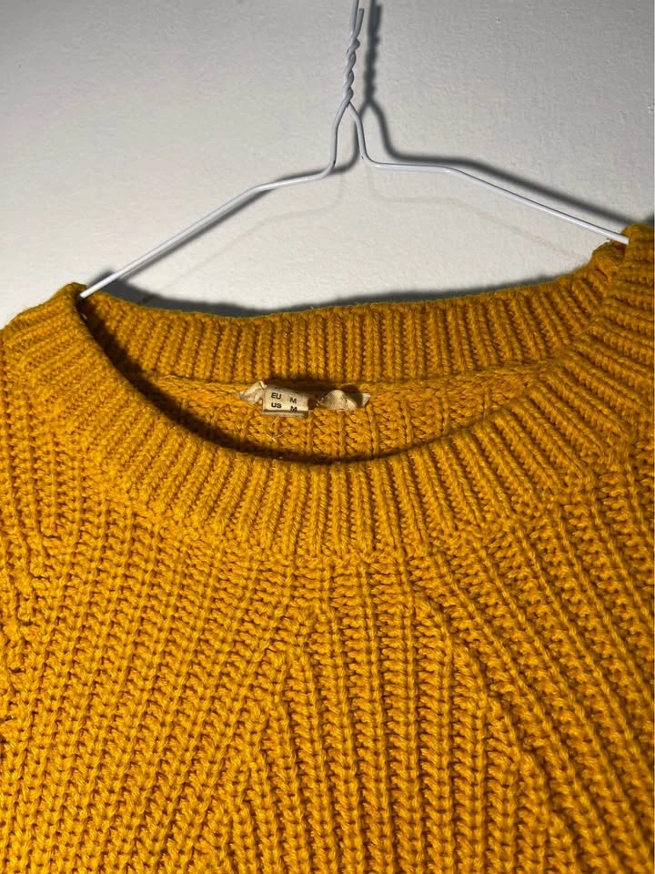 Mustard Yellow Knit Sweater, Cozy Fall/Winter Pullover - photo 2