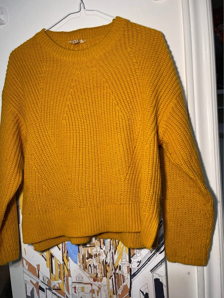 Mustard Yellow Knit Sweater, Cozy Fall/Winter Pullover - photo 3