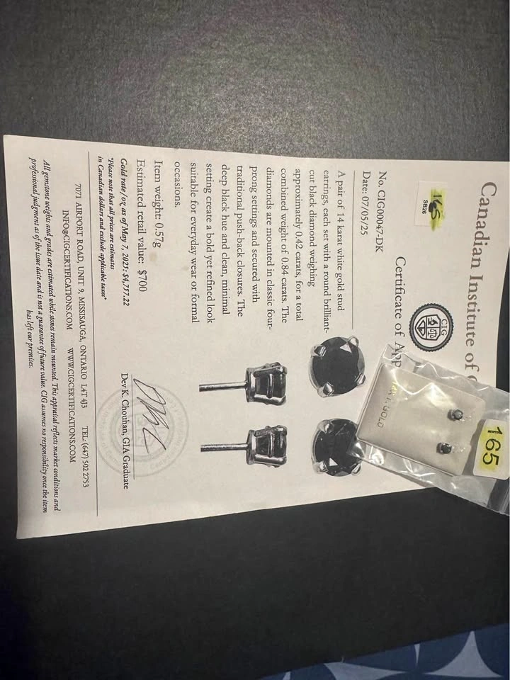 Black diamond earrings for sale!