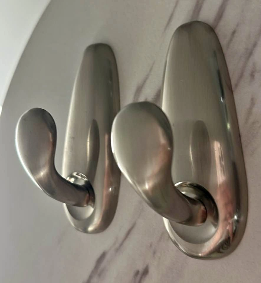 2 Brushed Nickel Towel Hooks
