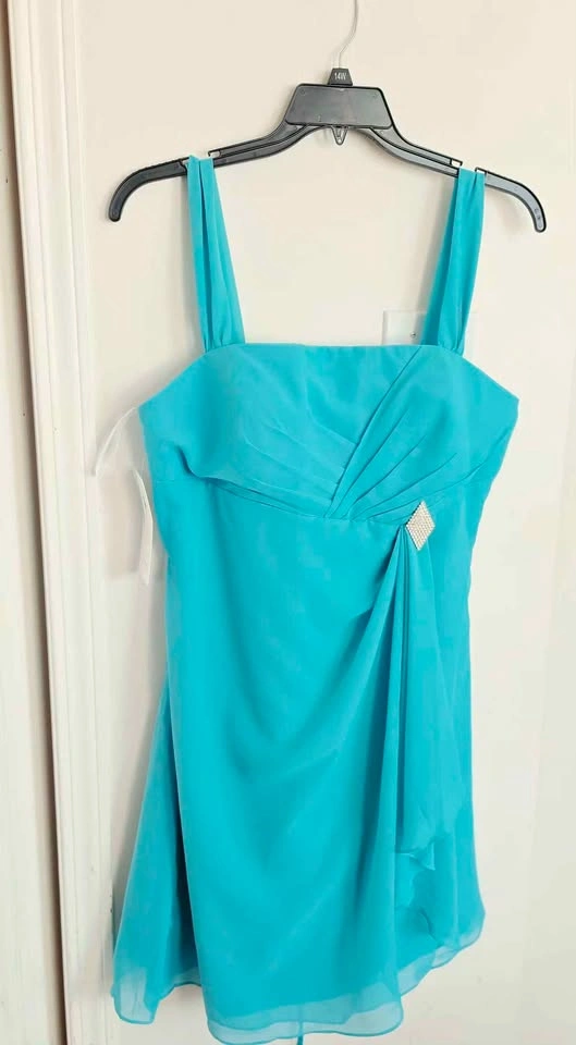 Turquoise Chiffon Dress + Shrug - Size 16 - photo 2