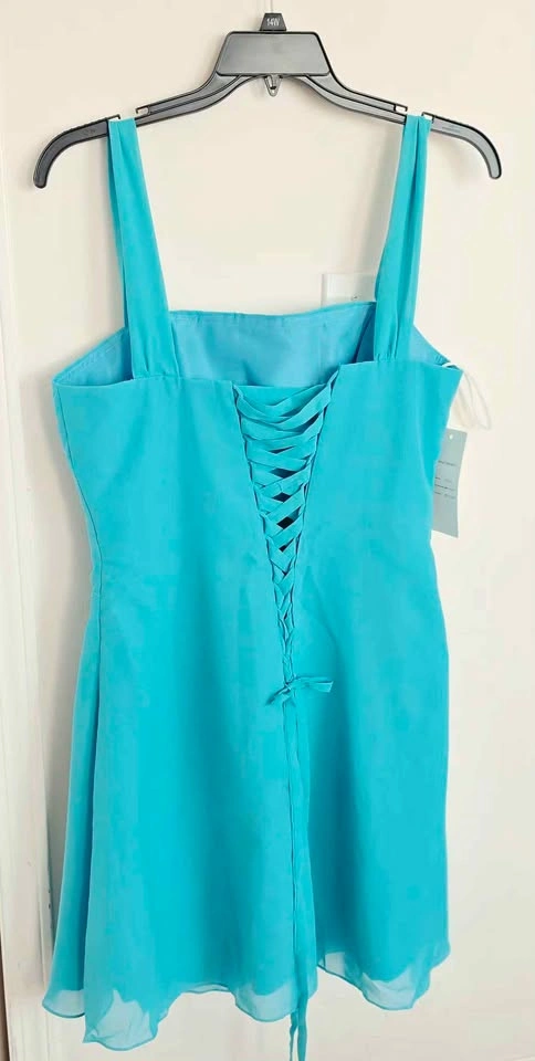 Turquoise Chiffon Dress + Shrug - Size 16 - photo 3