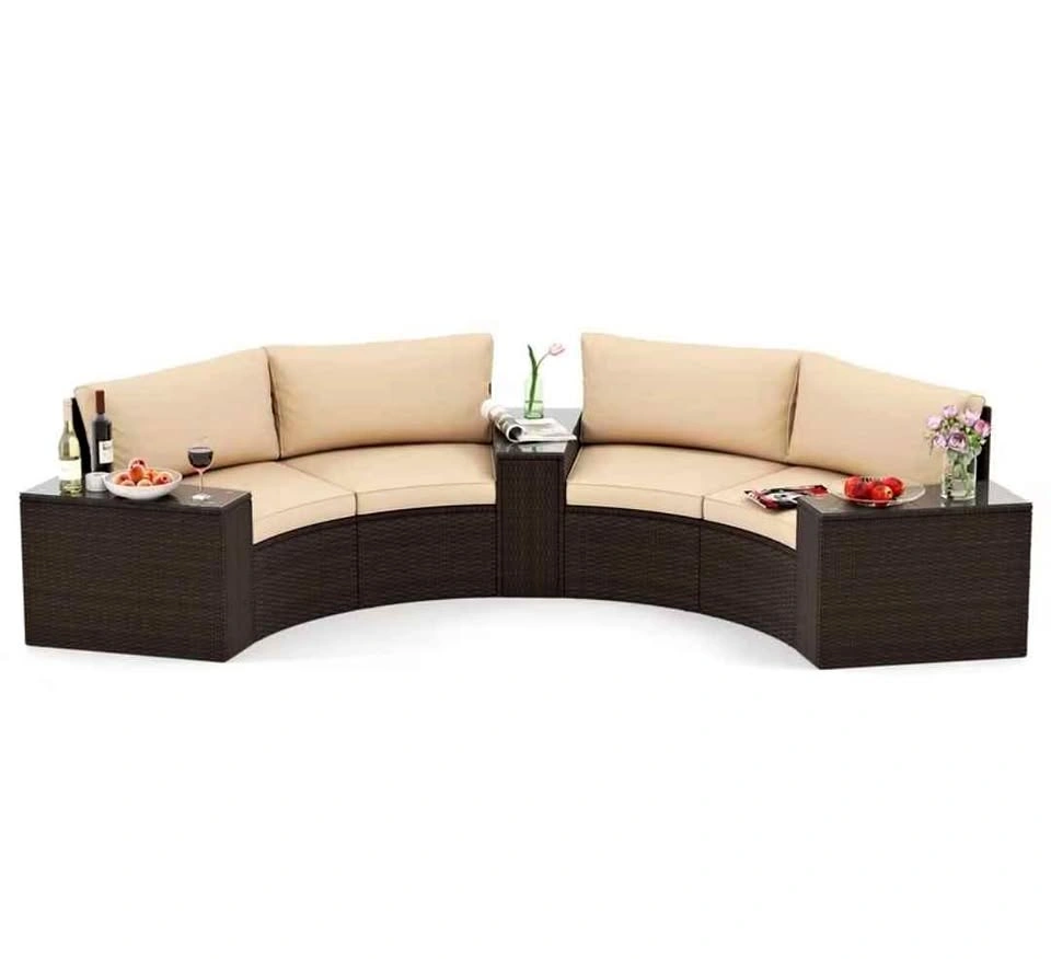 Brand new 5 Pieces Patio Furniture Set, PE Rattan Half-Moon Curv