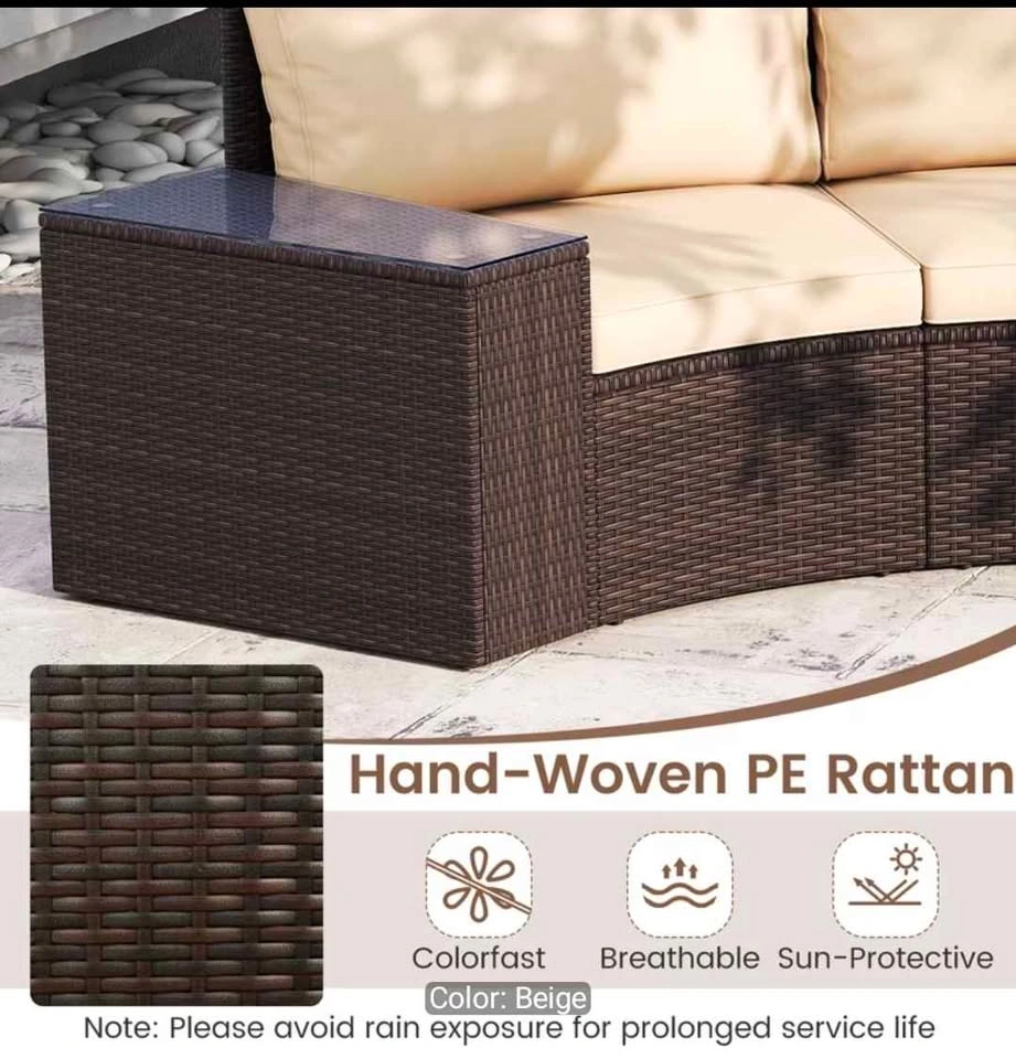 Brand new 5 Pieces Patio Furniture Set, PE Rattan Half-Moon Curv - photo 2