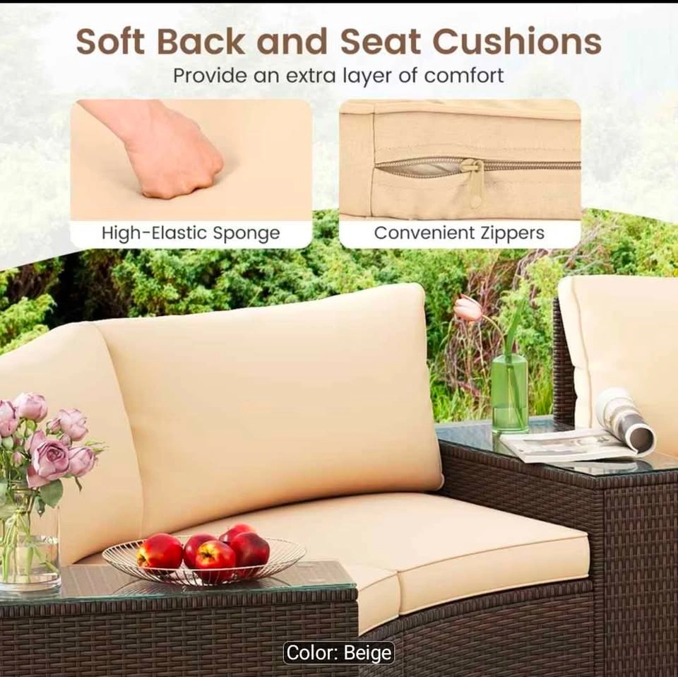 Brand new 5 Pieces Patio Furniture Set, PE Rattan Half-Moon Curv - photo 4
