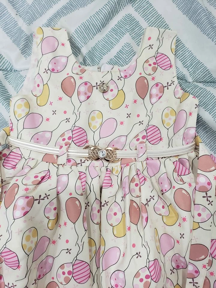Baby Girl Balloon Print Dress & Black Pants - 12-18m - photo 2