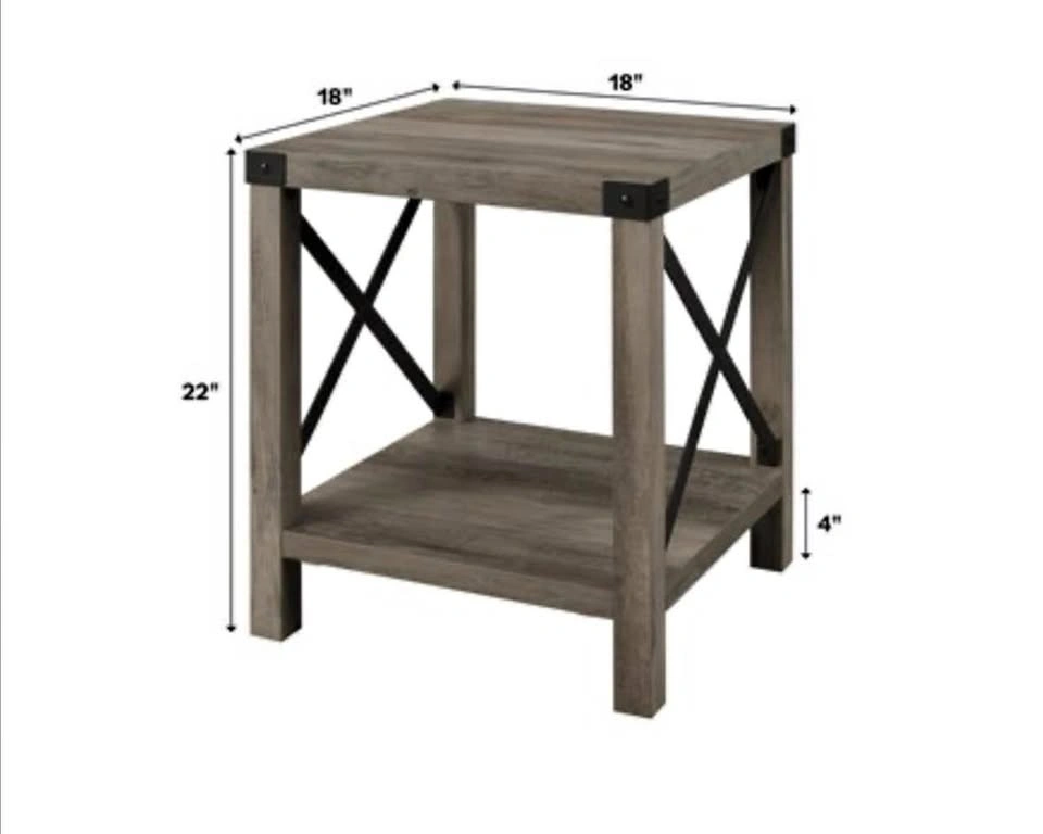 Wood veneer Square Rustic End Table — still in box