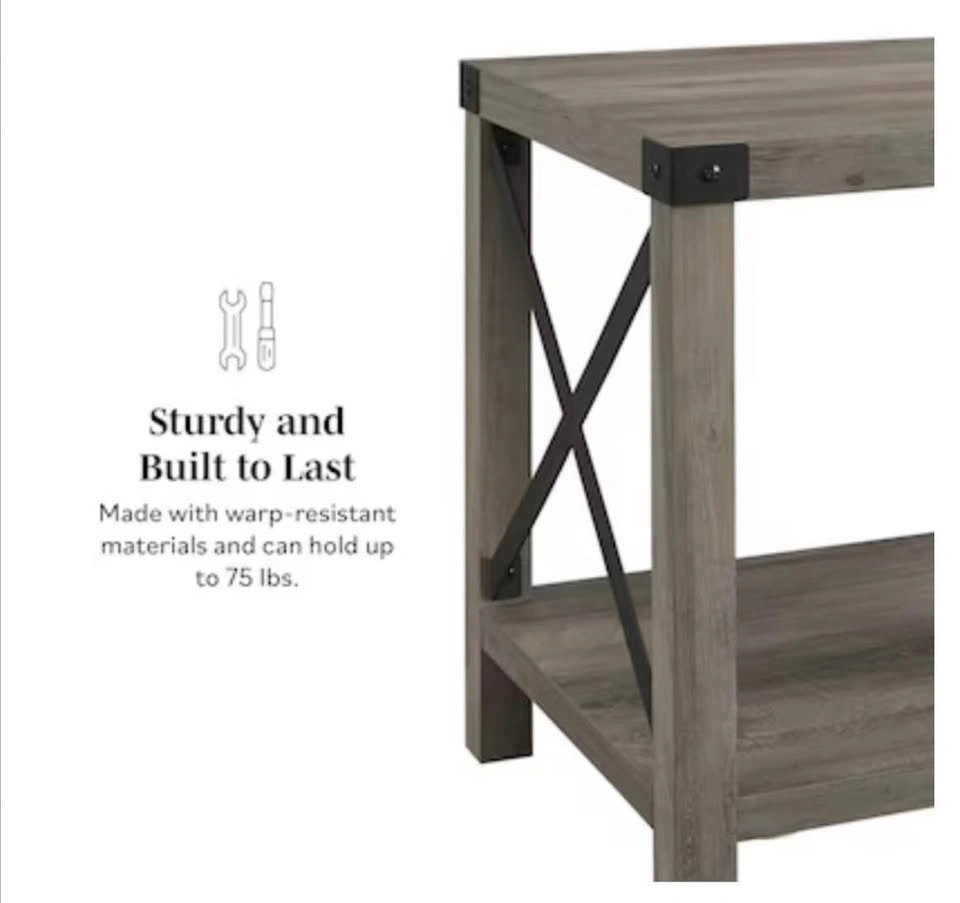 Wood veneer Square Rustic End Table — still in box - photo 2