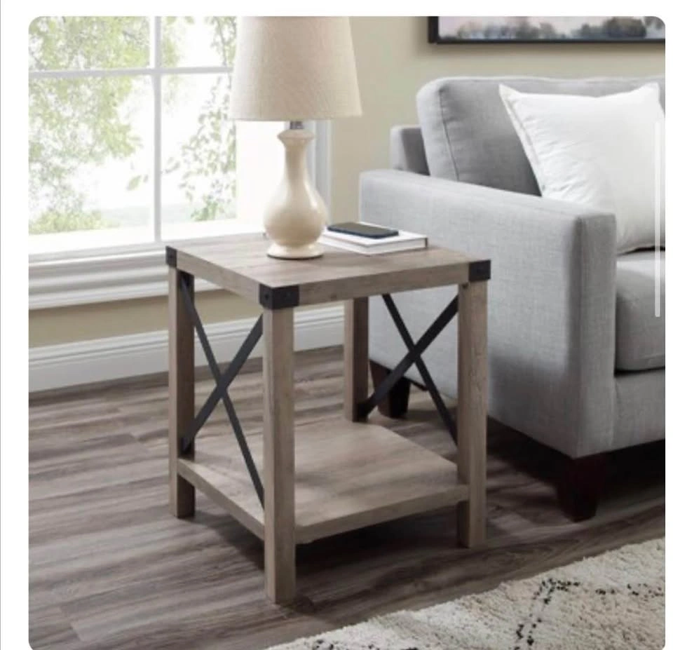 Wood veneer Square Rustic End Table — still in box - photo 4