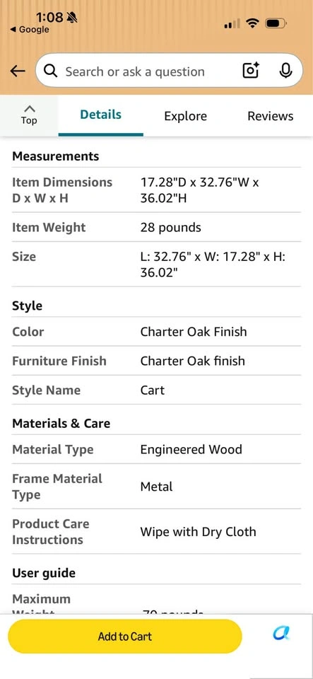 Bar Cart / Pantry Cabinets - Charter Oak Finish - photo 4
