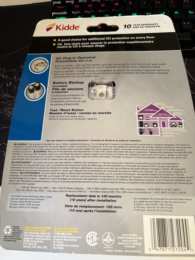 Kidde Carbon Monoxide Alarm - photo 2