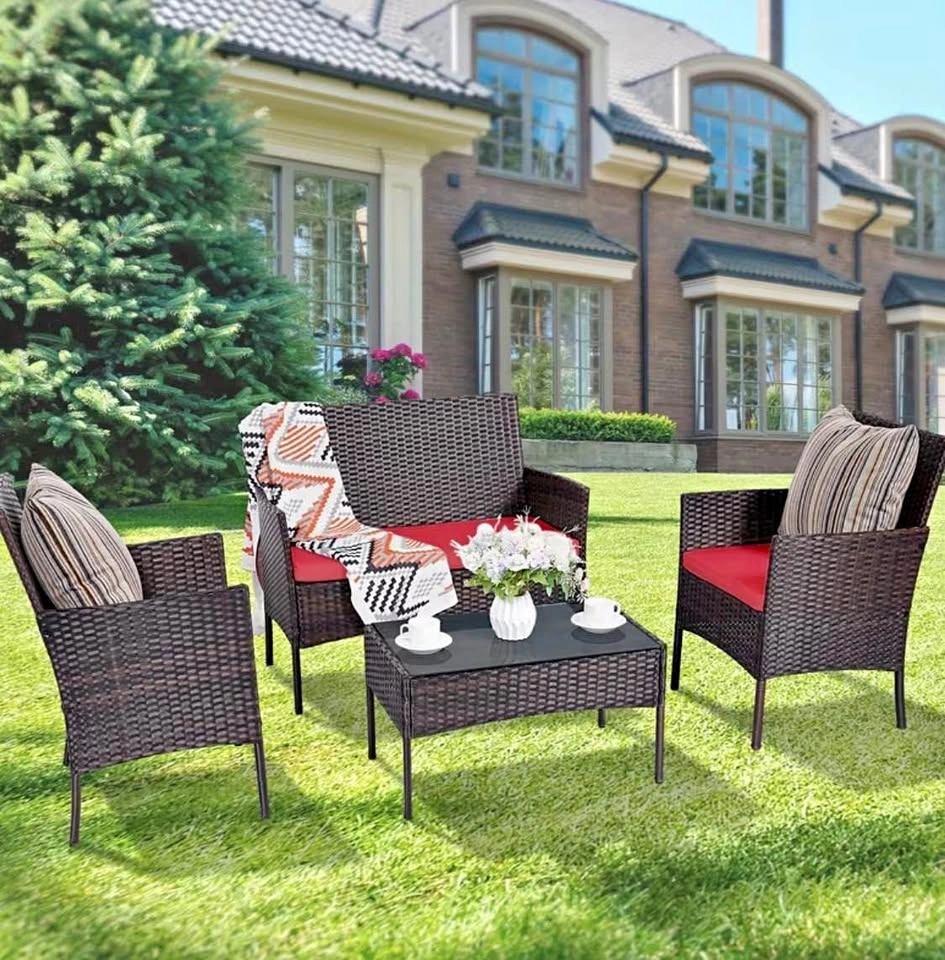 4 pcs Patio Set with Outdoor Cover - New