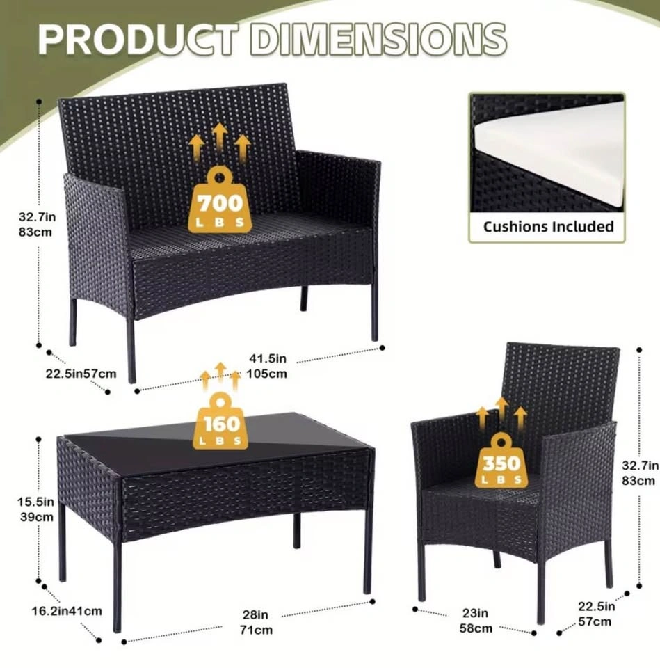 4 pcs Patio Set with Outdoor Cover - New - photo 2