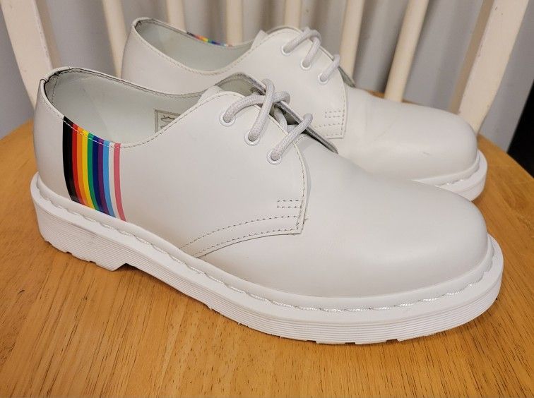Dr. Martens Women's 1461 Pride Rainbow Oxford White Leather Shoe