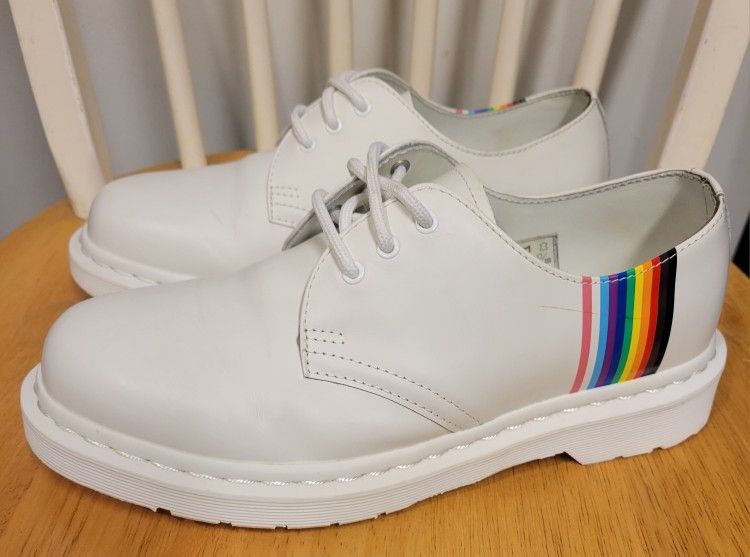 Dr. Martens Women's 1461 Pride Rainbow Oxford White Leather Shoe - photo 2