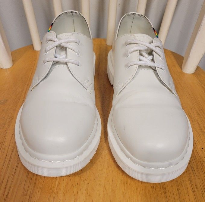 Dr. Martens Women's 1461 Pride Rainbow Oxford White Leather Shoe - photo 3