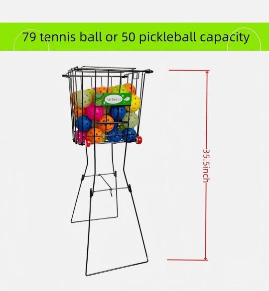 Tennis Ball Pickleball Basket Hopper Cart Portable Stand NEW - photo 5