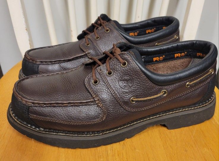 Timberland Men's Brown Leather Steel Toe Work Shoes Sz 13 W - photo 2