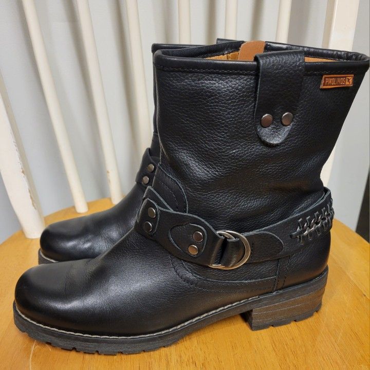 Pikolinos Black Leather Monza Harness Ankle Boots Size 39 8.5 - photo 2