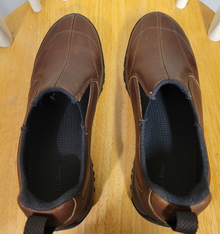 LL Bean Comfort Moc Trail Walking Slip On Brown Leather Mens Sho - photo 5