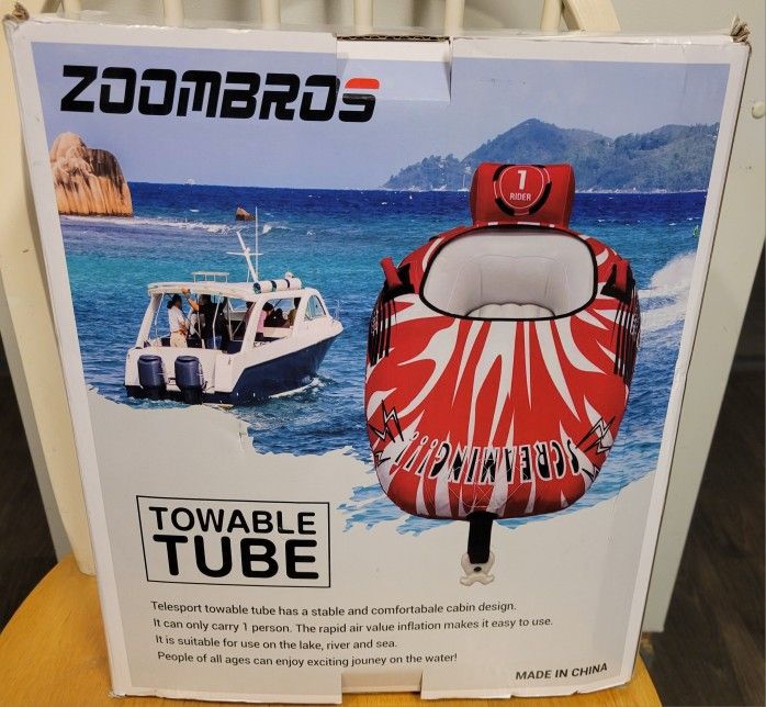 Zoombros 1-Person Towable Tube Wing Inflatable Boat Tube / NEW