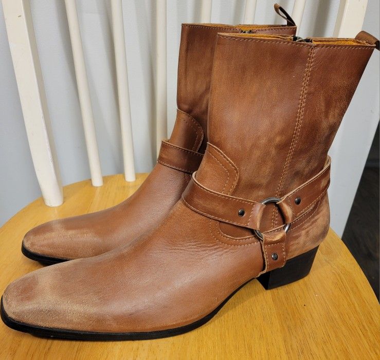 OSSTONE Men's Chelsea Ankle Leather Chukka Motorcycle Boots Size - photo 2
