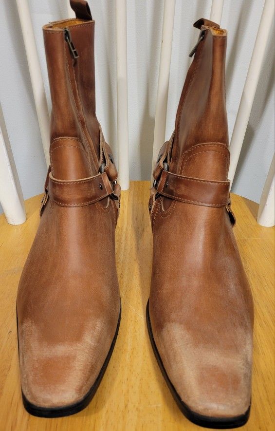 OSSTONE Men's Chelsea Ankle Leather Chukka Motorcycle Boots Size - photo 3