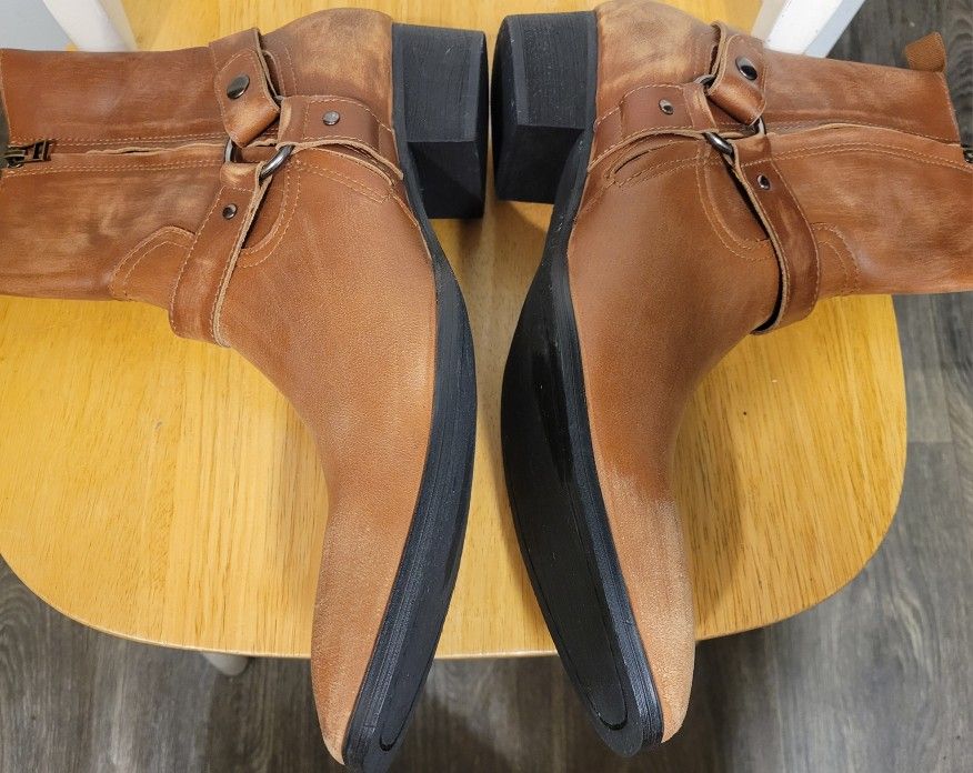 OSSTONE Men's Chelsea Ankle Leather Chukka Motorcycle Boots Size - photo 4