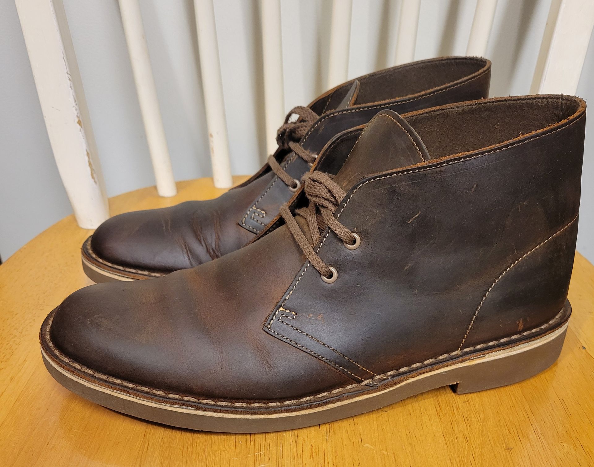 Clarks Men's Bushacre Brown Leather Chukka Boots Sz 8