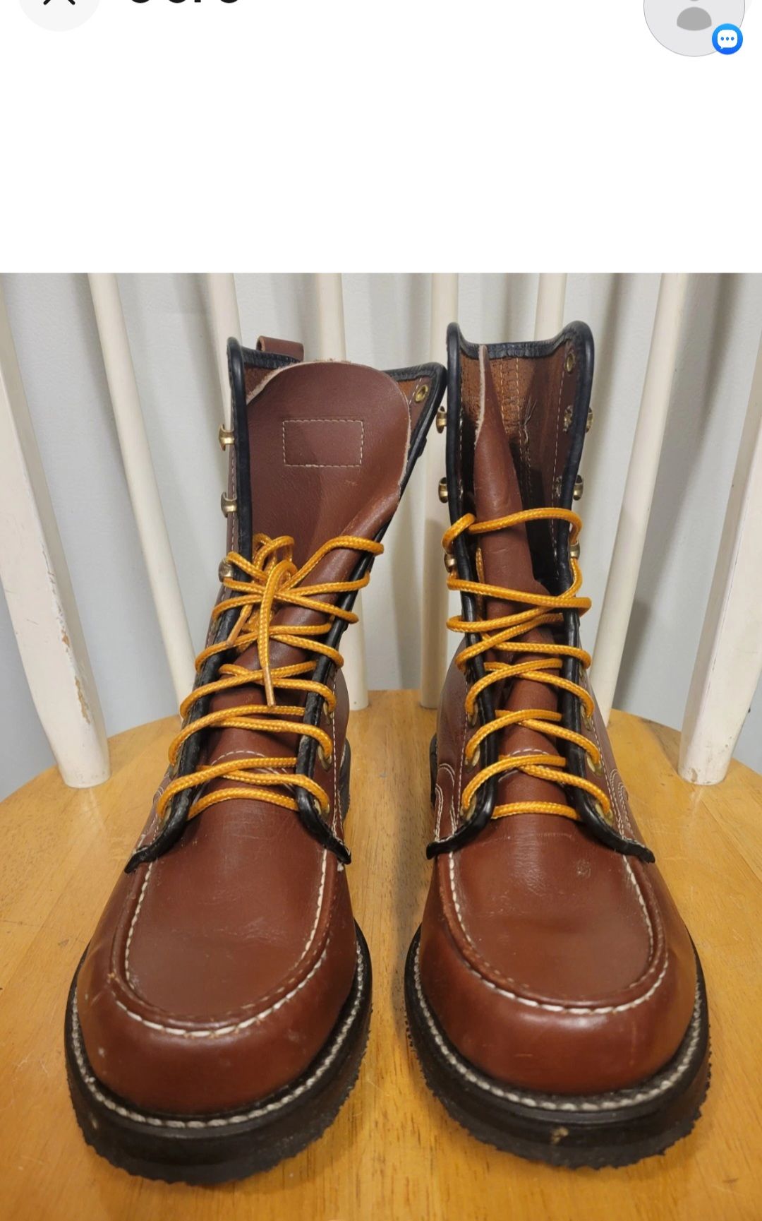 Vintage USA Green Herman Shoes And Boots Men Stiched Moc Leather - photo 3