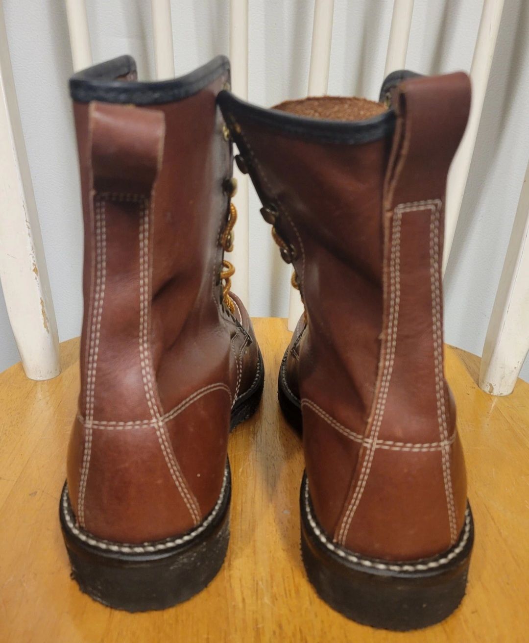 Vintage USA Green Herman Shoes And Boots Men Stiched Moc Leather - photo 4
