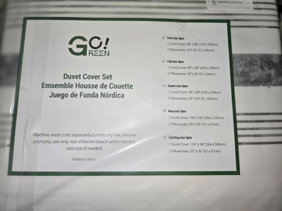 NEW Go! Green Duvet Cover Set, Grey, King - photo 2