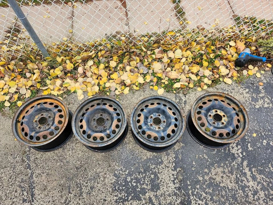 Four 15" Steel Black Rims (5x4.25")