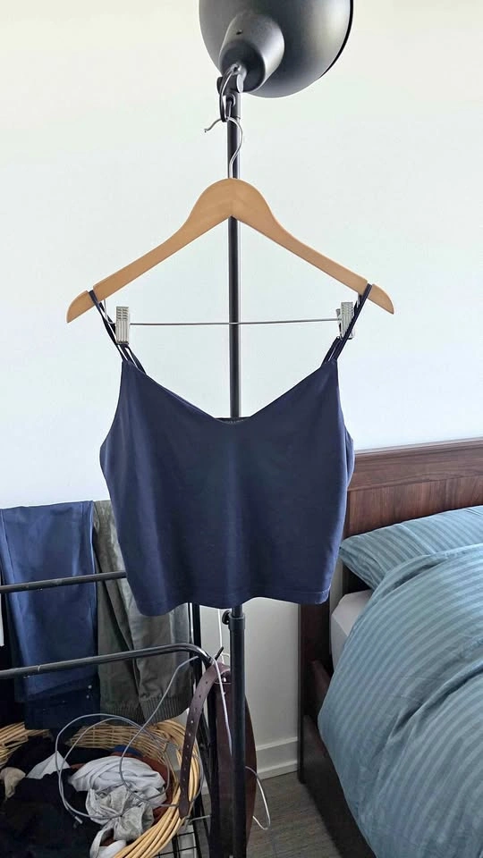 Dynamite Navy Fitted Cropped Tank Top