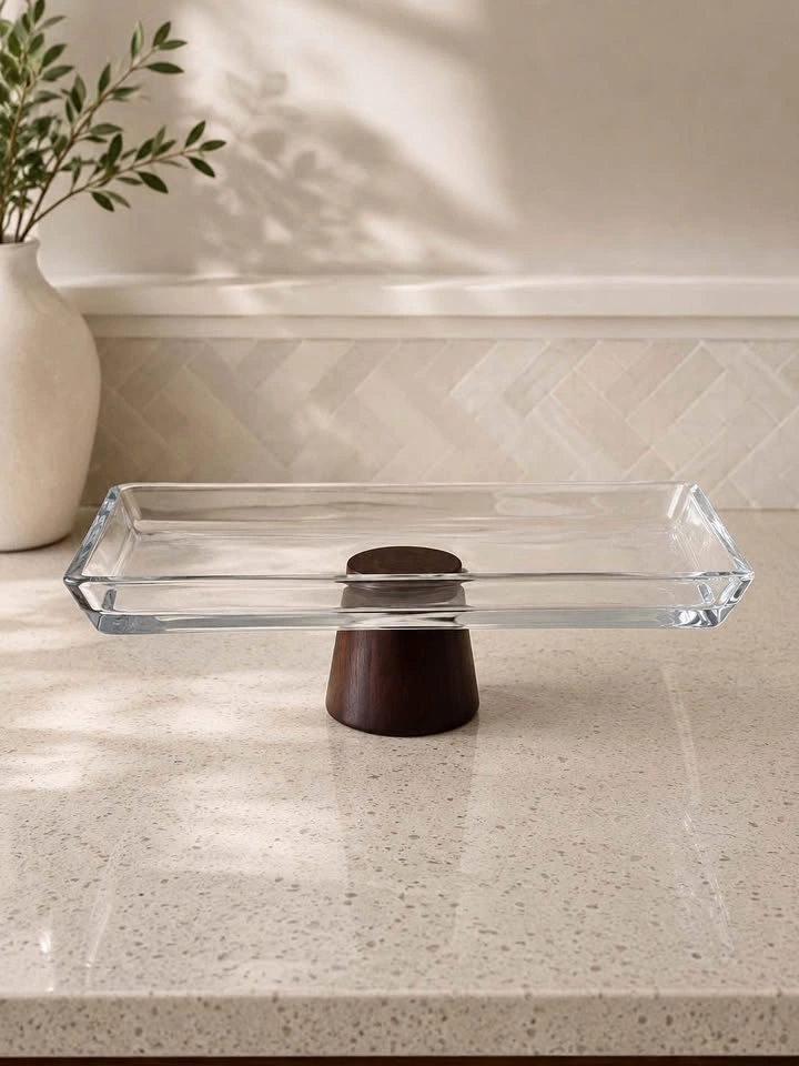Modern Glass Pedestal Serving Tray
