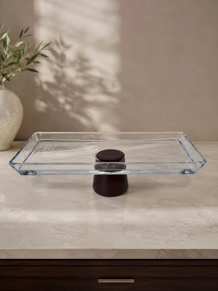 Modern Glass Pedestal Serving Tray - photo 2
