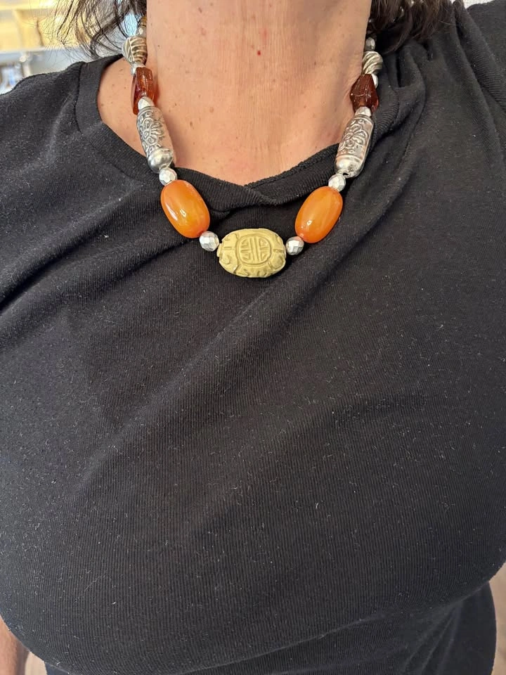 Silver and Multi Bead Necklace