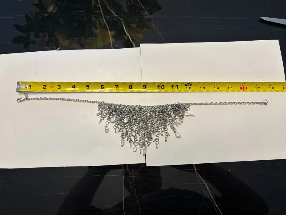 Silver chain necklace with pearls - photo 3