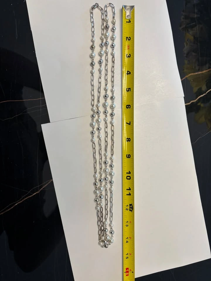 Pearl and silver chain necklace - photo 2