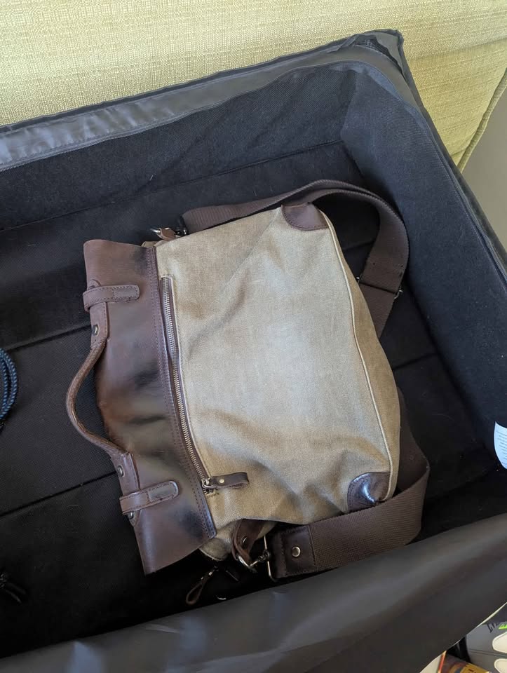 Canvas and Leather high quality messenger bag - photo 2