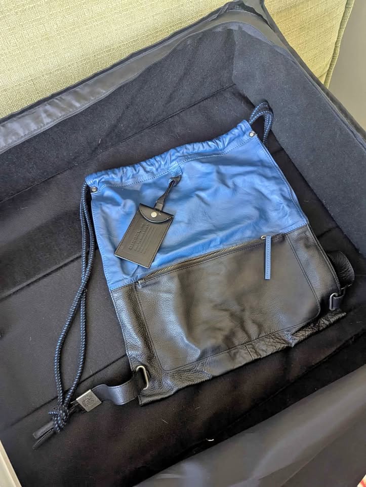 Diesel leather drawstring bag