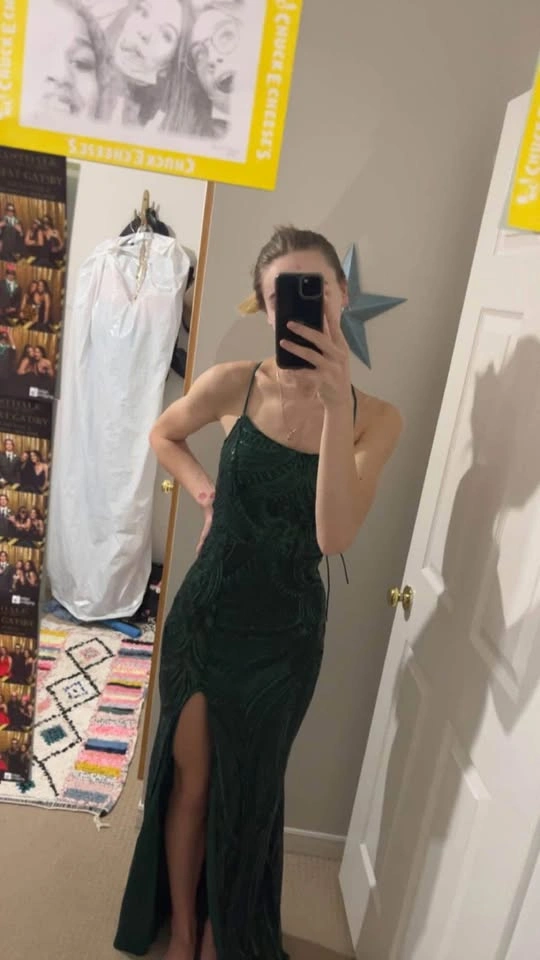 Dark green prom dress