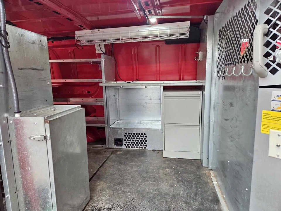Cargo Van Shelving, Workbench & Filing Cabinet