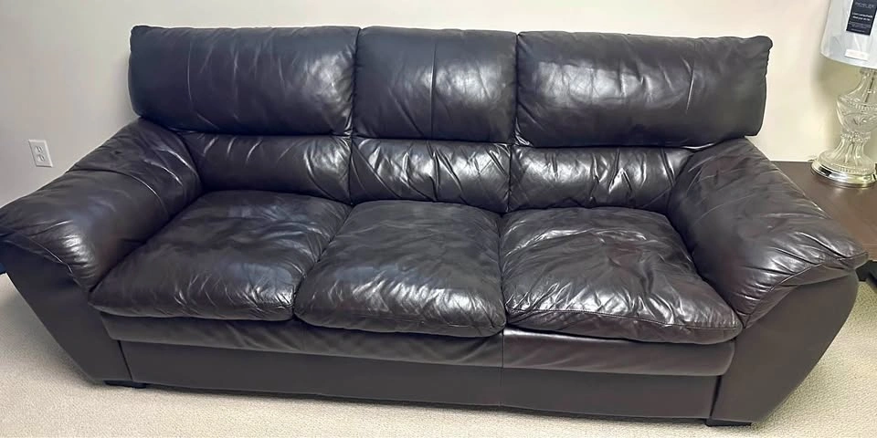 Dark Brown Leather Sofa and Loveseat
