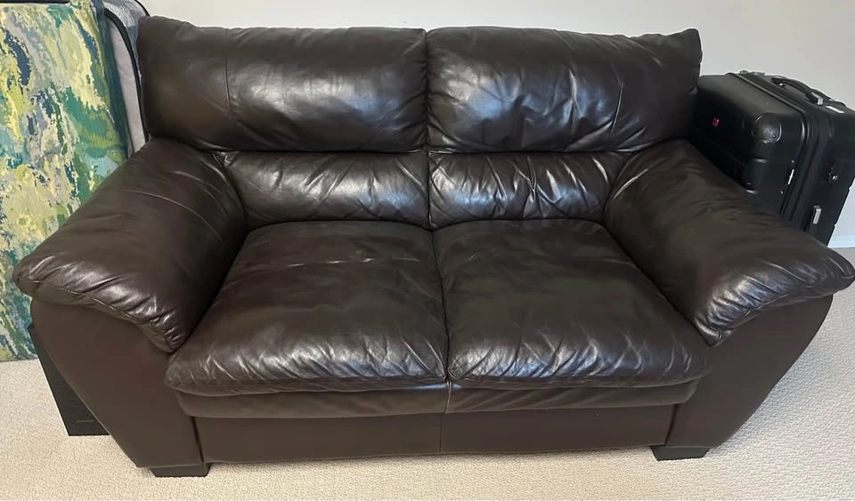 Dark Brown Leather Sofa and Loveseat - photo 2