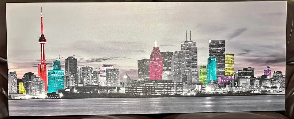 Toronto Skyline Wall Art - B&W with Color Accents