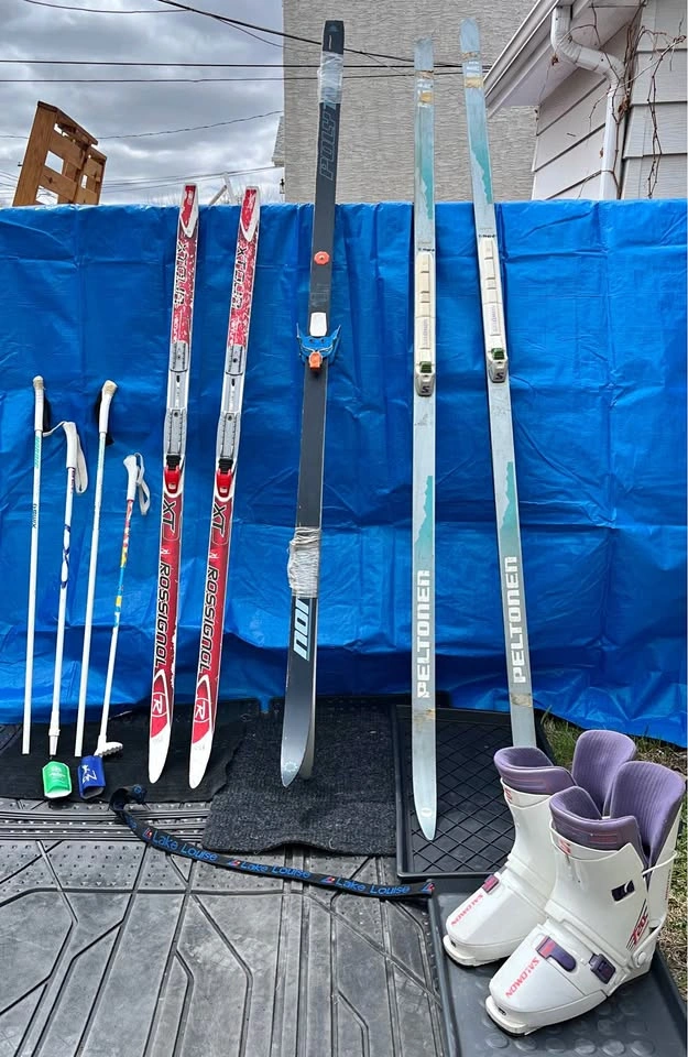 Youth & Adult Cross Country Ski Bundle + Vintage Boots