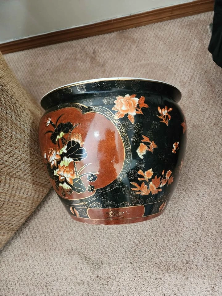 Vintage Chinese Porcelain Fish Bowl Planter - photo 5